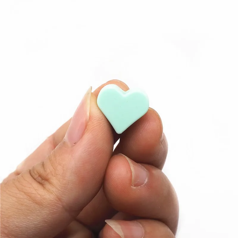 Chenkai 100pcs 15mm Silicone Heart Teether Beads DIY Baby Chewing Nursing Sensory Jewelry Teethering Toy Making Beads