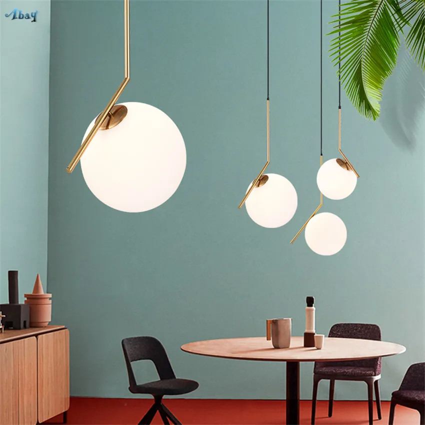 

Post Modern Italian Big White Ball Pendant Lights Living Room Study Bedroom Restaurant Hanging Lamps Glass Shade Art Fixtures