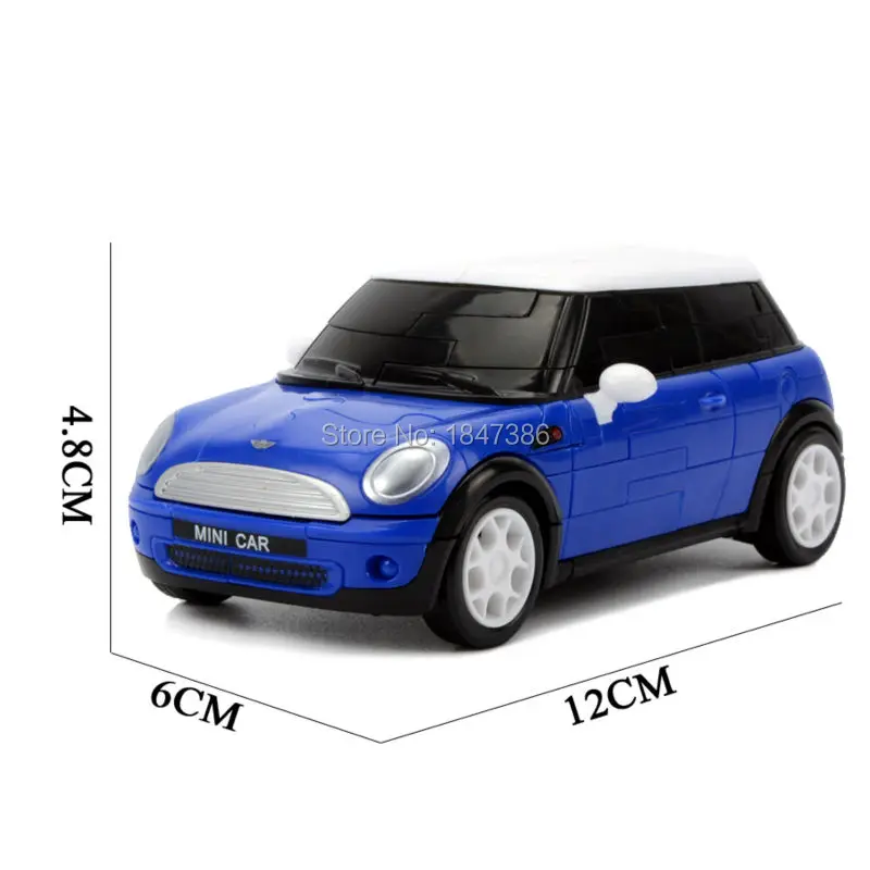 64PCS Mini Cooper 1:32 Licensed 3-D Car DIY Puzzle Model Building Kits Set, Children Funny Vehicle KitsToy,Blue and Yellow