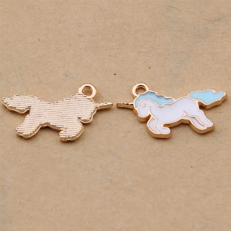 100pcs 21*14mm unicorn drop oil pendants DIY alloy necklace earrings accessories wholesale