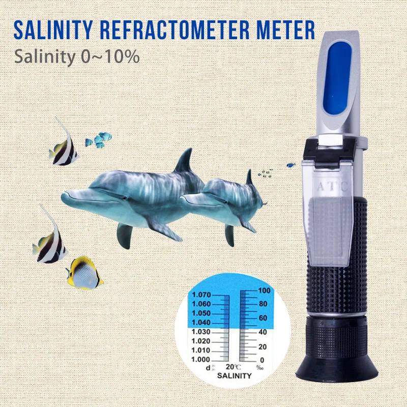 Salinity Refractometer Meter Water Reader Marine 0~10% Salt Aquarium Test Tester For Breeding Fish Management