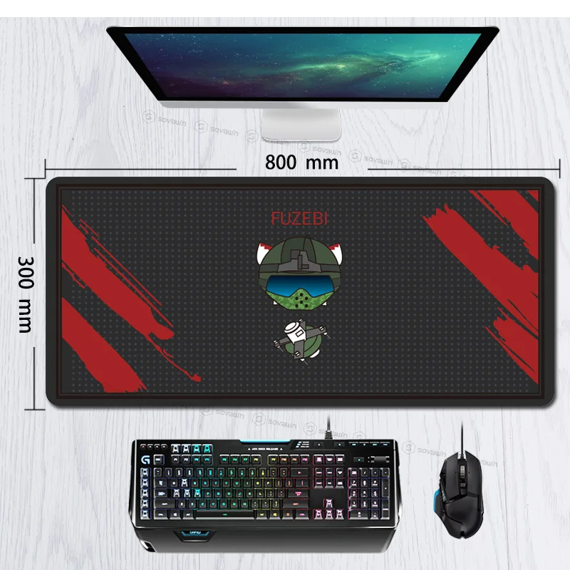 Simpatico arcobaleno Six Siege 80x30cm gomma Super Large PC Mousepad Gamer Gaming Mouse pad XL scrivania tastiera Mat per Computer portatile