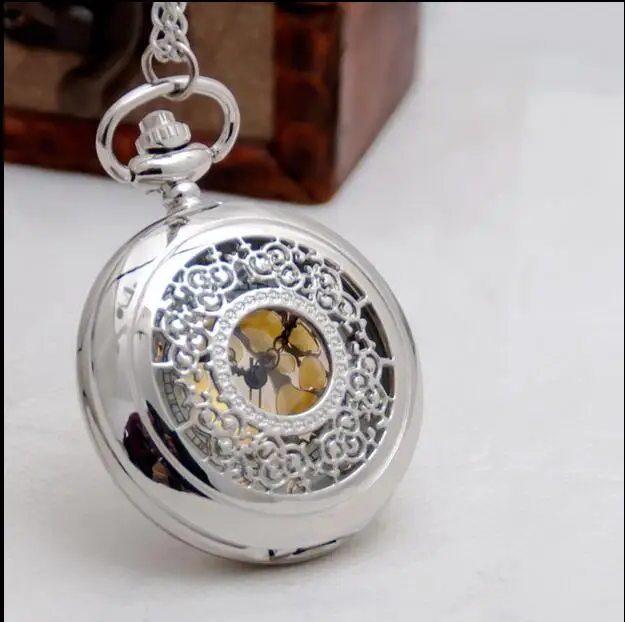 Vintage Fashion quartz silver gold surface Hollow out pendant woman gift Necklace pocket watches