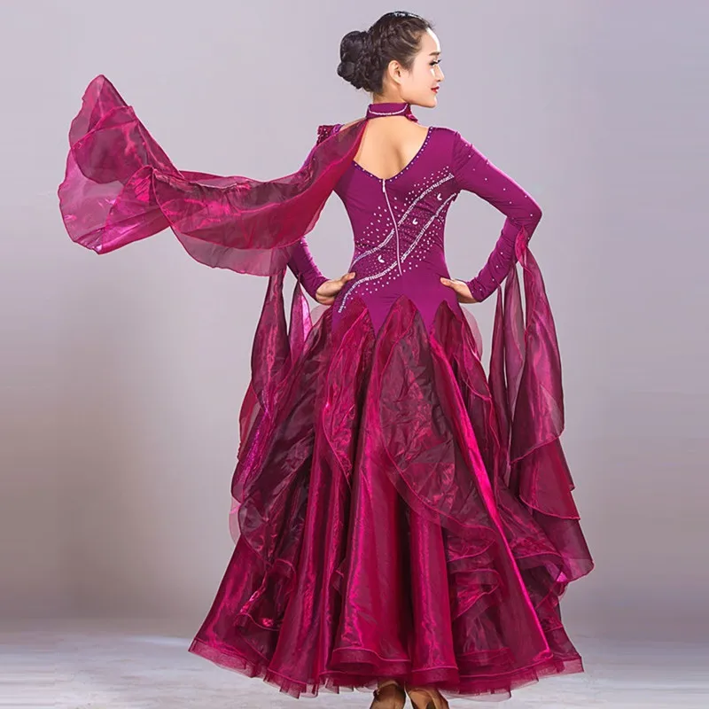 red requins ballroom dress woman ballroom dance dresses ballroom waltz dresses standard social dress modern dance costuems