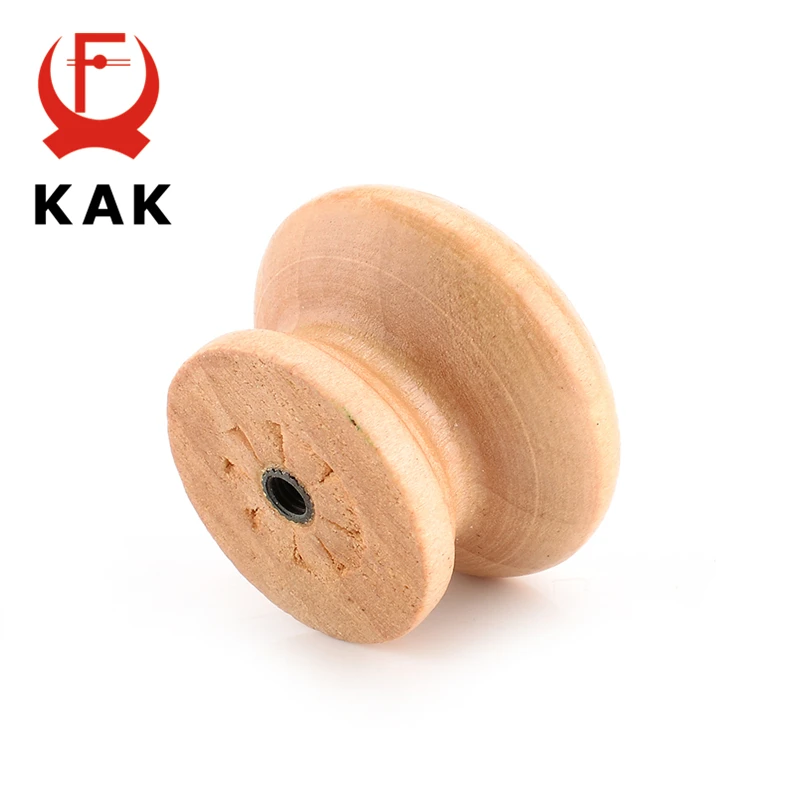 KAK-perilla de puerta de armario de madera Natural, tirador de perilla de 3,6x2,6 cm, de gran tamaño, con mango circular liso, 10 unids/lote