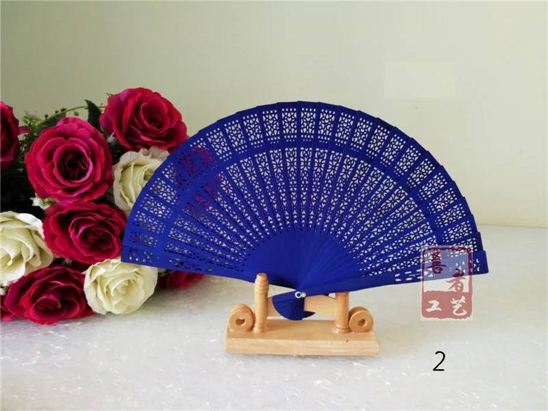 60pcs Wedding Gift  Personalized Colorful Sandalwood Cutout Fans Wood Hand Folding Fans +Customized Laser+Oraganza Bag lin2994