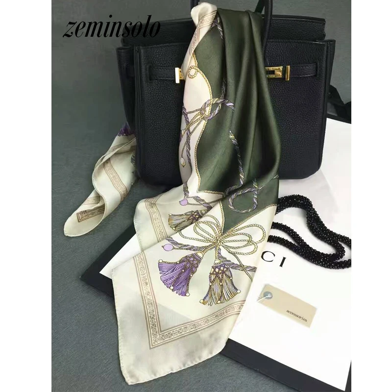 Bufanda de moda para mujer, chal de seda de gasa suave y fina con estampado de hojas, chal de 70x70cm, gran oferta