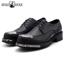 Top Quality Leather Shoes Men Height Increasing Platform Derby Handmade Casual Mens Formal Shoes Business Office Shoes