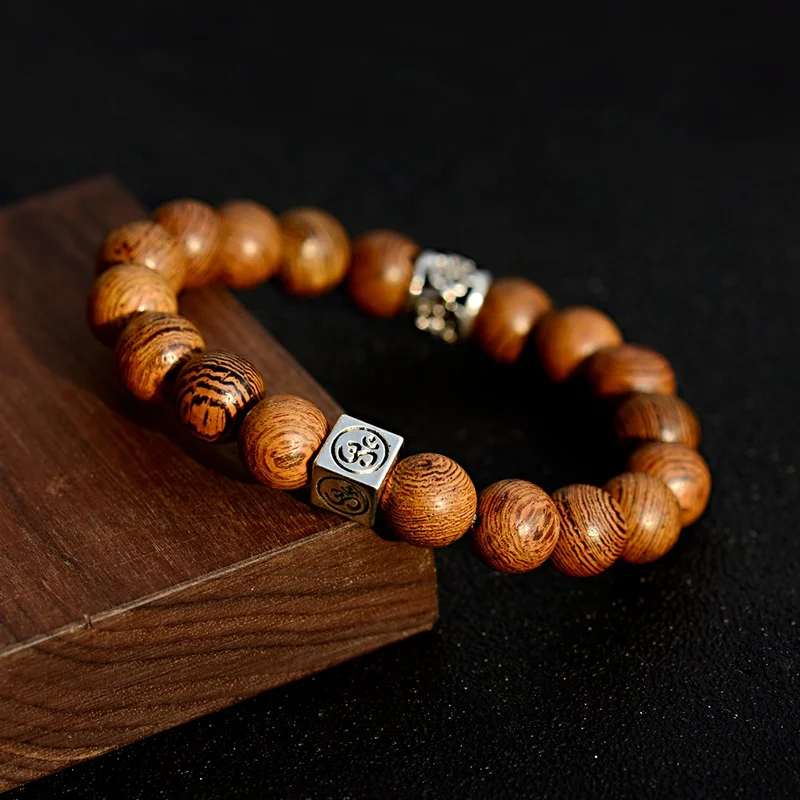 Classic 10MM Wood OM Charm Beads Bracelet Men Homme Ethinc Tibetan Buddhist Bileklik Mala Bracelet Yoga Rosary For Women