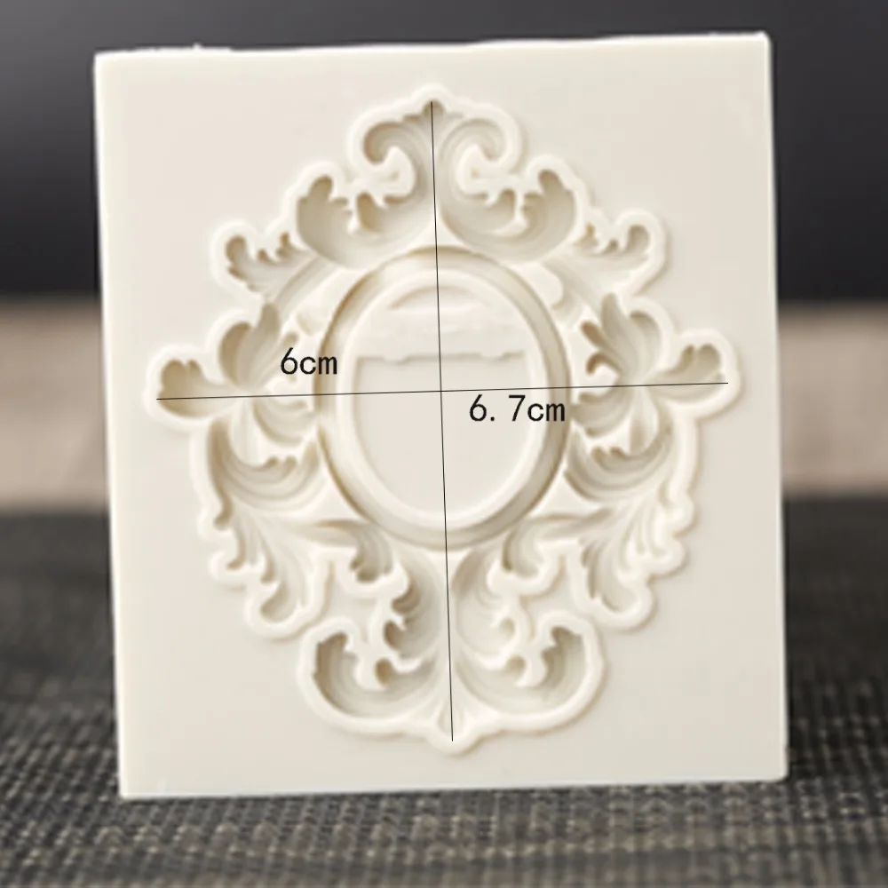 Ornate Leaf Frame Mould Victorian Scrollwork Flourish Silicone Molds Polymer Clay Resin Fondant Mould for Wedding Cake SM-109