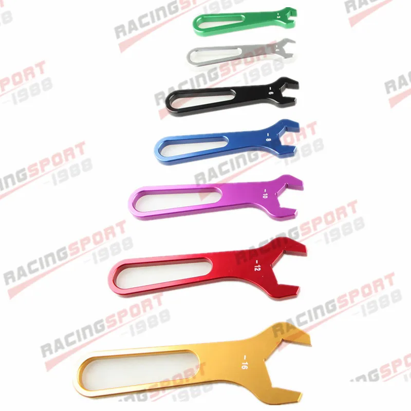 AN3 4 6 8 10 12 16 AN ALUMINUM FITTING WRENCH SET SINGLE ENDED SPANNER 7PC