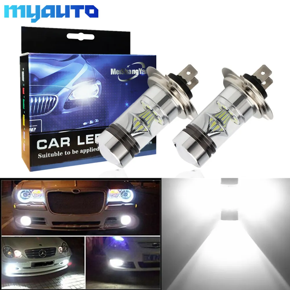 

2pcs H7 LED Bulbs 12V~24V 360 Degree For Car Fog Light Auto Lamp 6000K Sourcing Parking -Not Fit For Headlight 100W