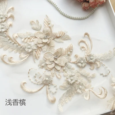Handgefertigte Perlen 3D Hochzeitskleid-Applikation, DIY Braut-Kopfschmuck, Spitzenkragen, Stoffaufnäher, RS1780 – Detail 8