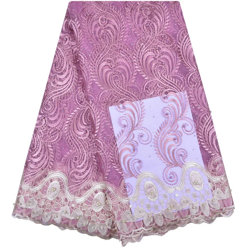 

Best Selling African Lace Fabric Nigerian French Lace Fabric High Quality Tulle Net Lace Fabric Lilac Lace Dress Fabric 1218