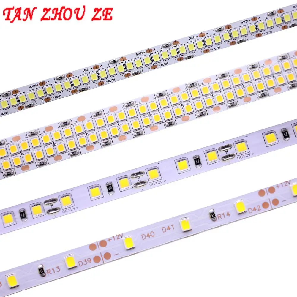 Taśmy LED taśma oświetlająca neutralny biały ww 5M 2835 SMD DC24V 12V 60/120/240/480 diody LED/m PCB 8MM 10MM 15MM wstęga LED girlanda żarówkowa 3528