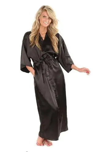 Women Silk Satin Long Wedding Bride Bridesmaid Robe Kimono Robe Feminino Bath Robe Large Size XXXL Peignoir Femme Sexy Bathrobe