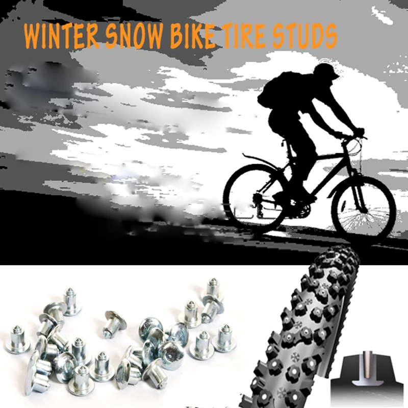 50pcs Tyre Spikes for Bicycle  Motorbik Studs for fatbike Snow tyre flat studs Carbide tipped Clous Plats de Pneus Neige