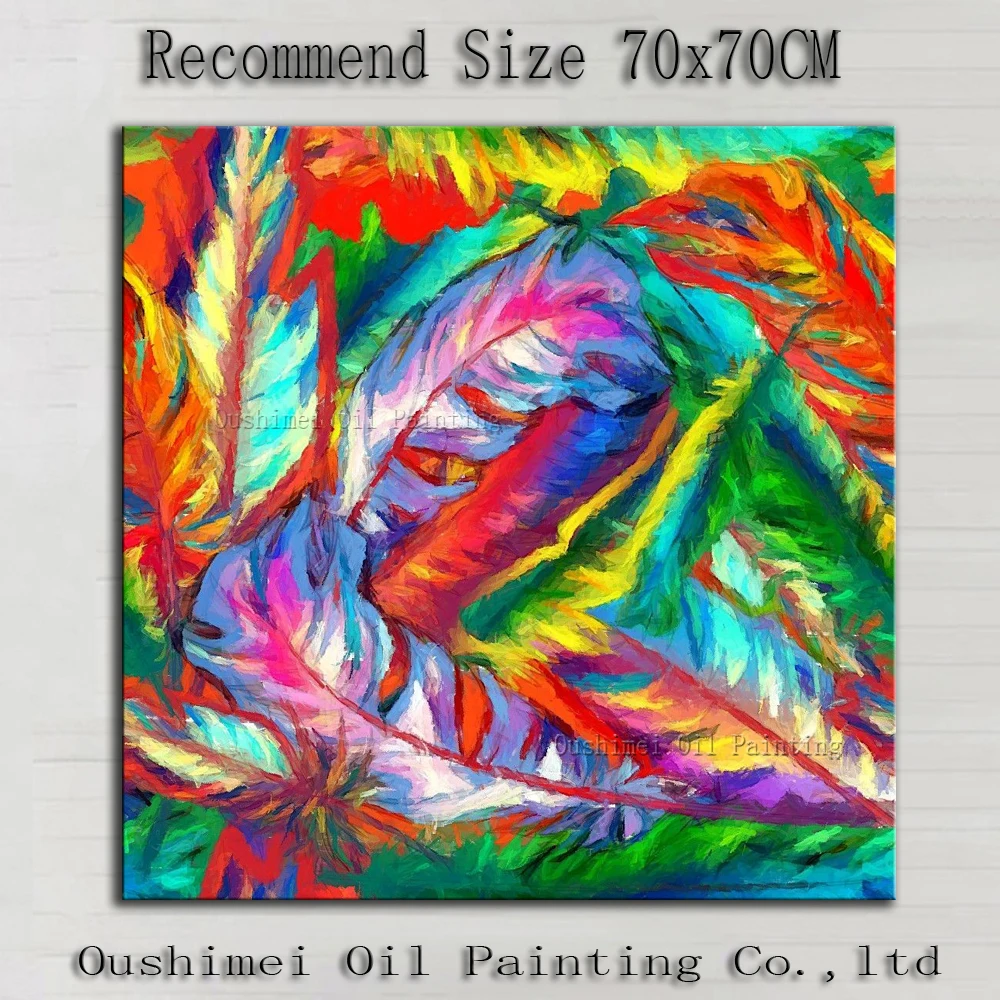 

Skills Artist Handmade High Quality Abstract Feather Oil Painting For Wall Decoration Beautiful Colorful Feather Paintings