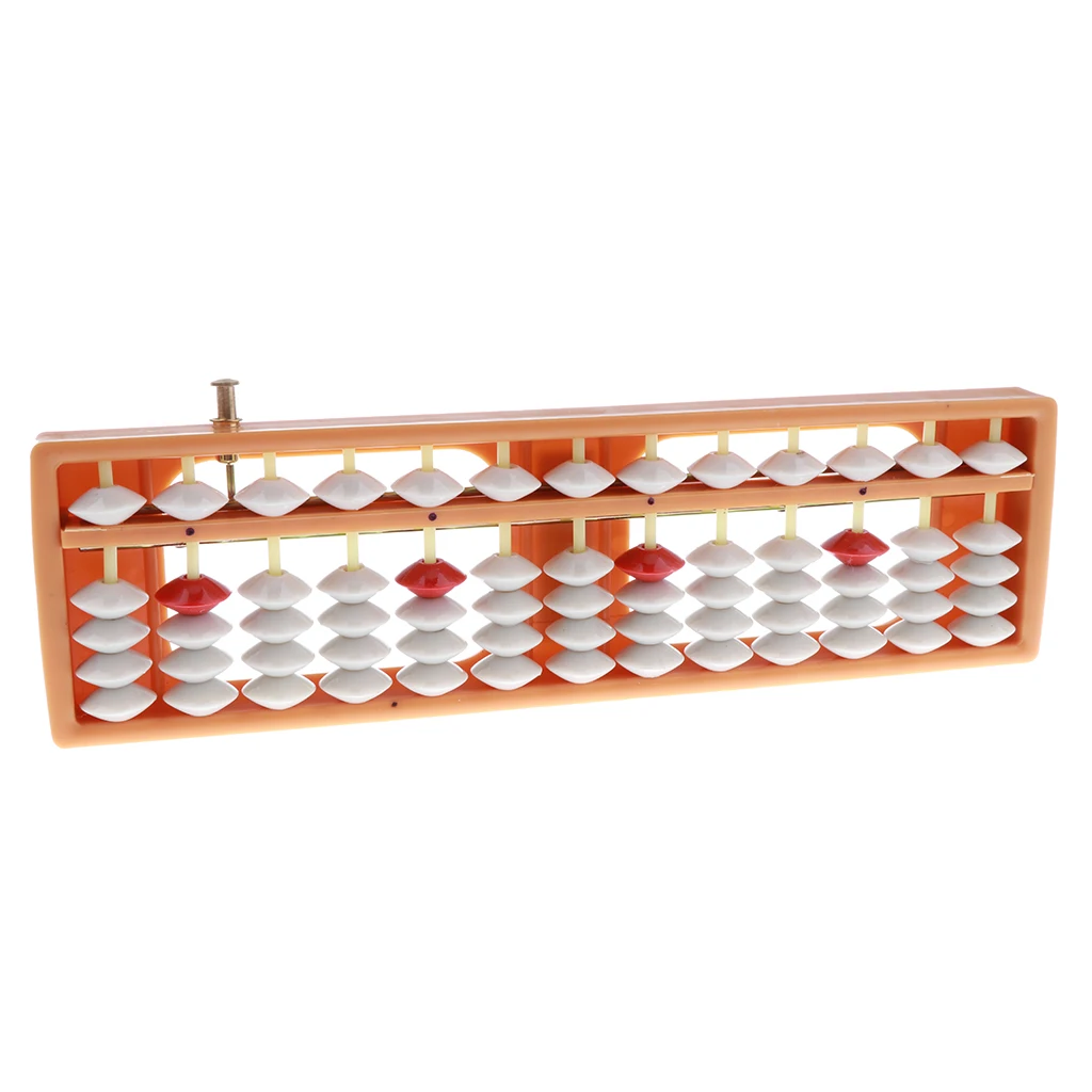 ญี่ปุ่น Soroban สไตล์13แท่ง5ลูกปัดพลาสติก Abacus เลขคณิตคณิตศาสตร์โบราณเครื่องคิดเลขจำนวนการนับของเล่นสีส้ม