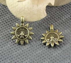 100 pcs/lot Zinc alloy bead Antique Bronze Plated 15MM The sun would Charms Pendants Fit Jewelry Making DIY JJA2585