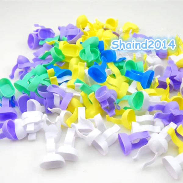 200pcs/bag New Handy Use Dental Disposable Prophy Ring Mixing Finger Dappen Dish Mixed Color