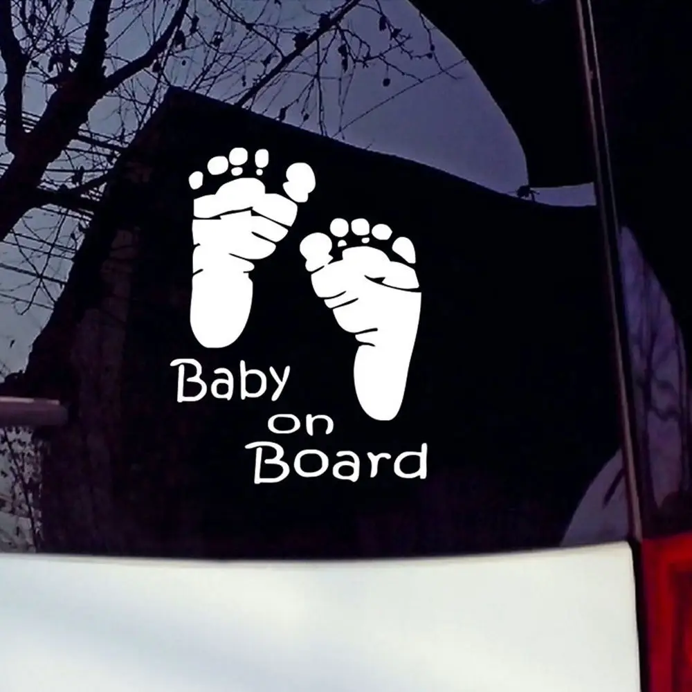 1Pcs Four Colors 16 * 13cm Cute 3D Baby Feet Reflective Baby On Board Car Sticker Warning Sticker Family Baby Protection