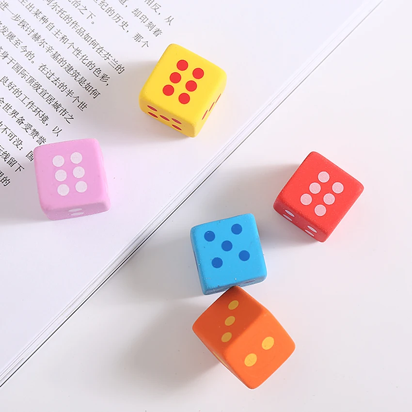 3pcs/set Creative Dice Shape PVC Eraser Colorful Cube Pencil Erasers Kids Toys Words Drawing Wiping off Correction Stationery