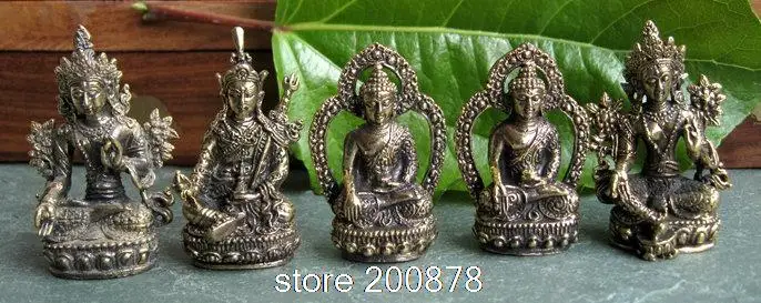 HDC0683 Tibetan Mini Pocket Amulet Buddha Golden Buddha Status Decor Crafts Lotus-born Treasure Collections