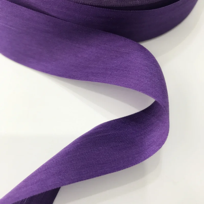 25mm purple color 100% pure silk woven double face silk ribbons for embroidery and handcraft project,gift packing