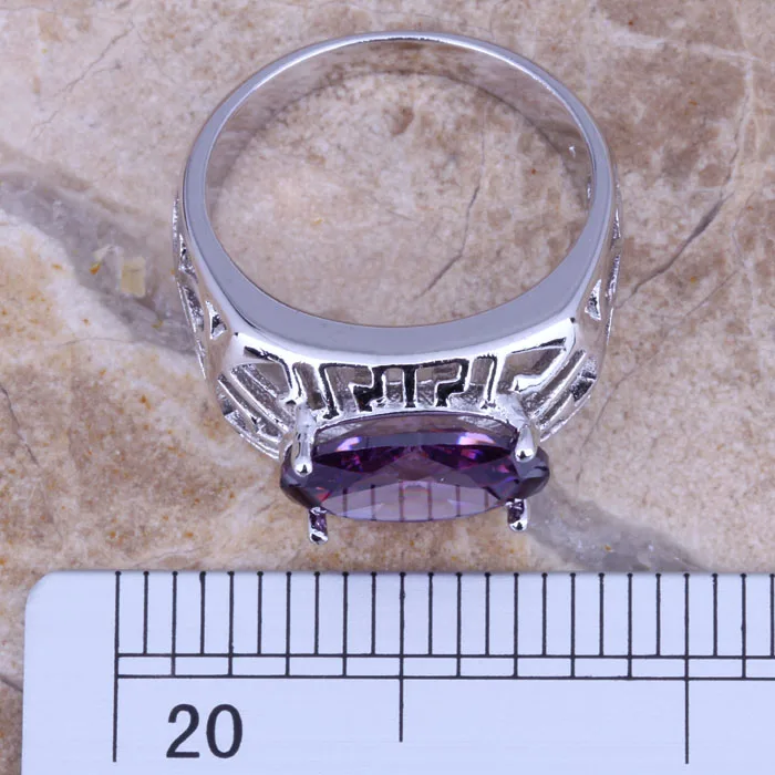 Glittering Purple Cubic Zirconia Silver Plated  Ring Size 6 / 7 / 8 / 9 R0263