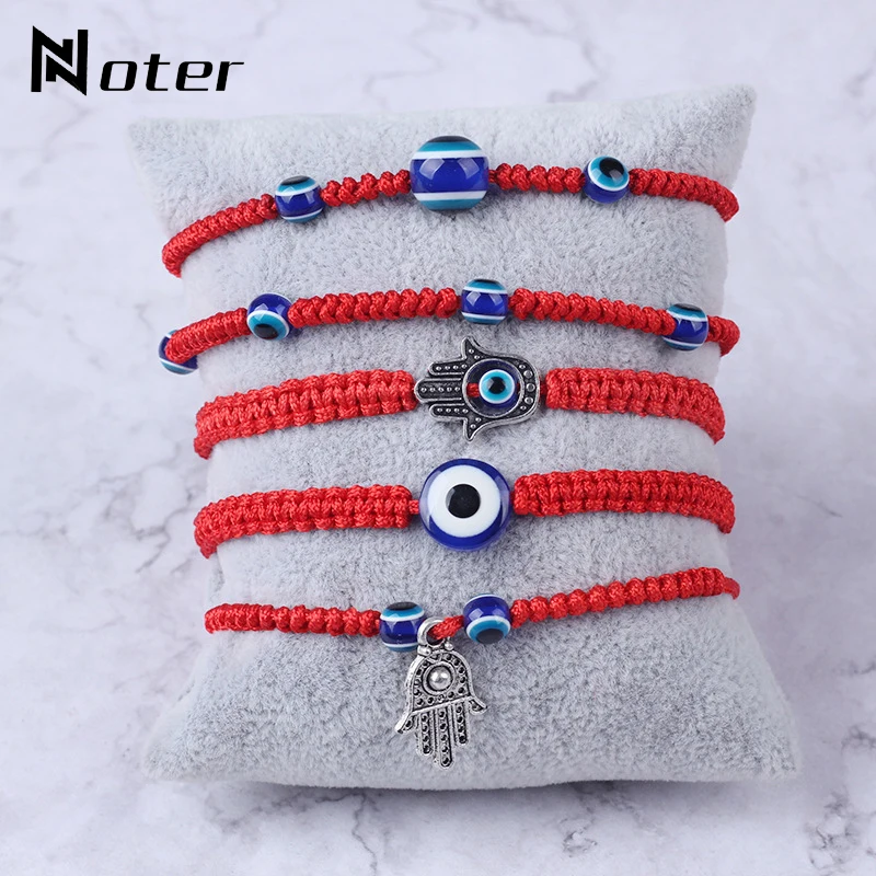 Fashion Hamsa Bracelet Handmade Fatima Palm Lucky Braslet Charm 5 Styles Red Thread Braclet Vintage Adjustable Braided String