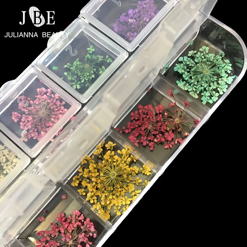 12 Colors 3D Nail Art Decoration Real Dry Dried Flower For UV Gel Acrylic Nail Art Tips DIY Nails Accessoires For Beauty Makeup