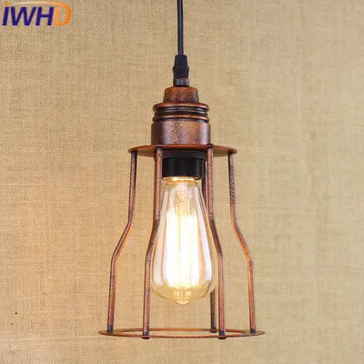 

IWHD Style Loft Vintage Lighting Pendant Light Fixtues Iron Retro Lights Bedroom Pendant Lamp Rusty Antique Hang lampen