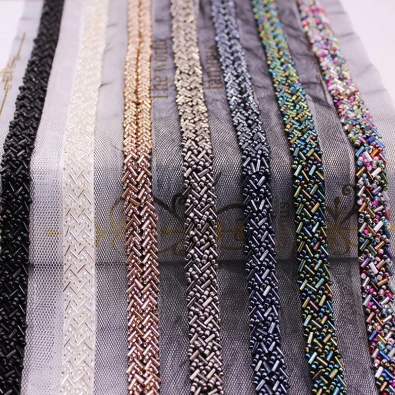 10yards Width 1.2cm Hand Nail Beaded Lace Trim High Quality Wedding Dress Clothing Accessories Ribbon