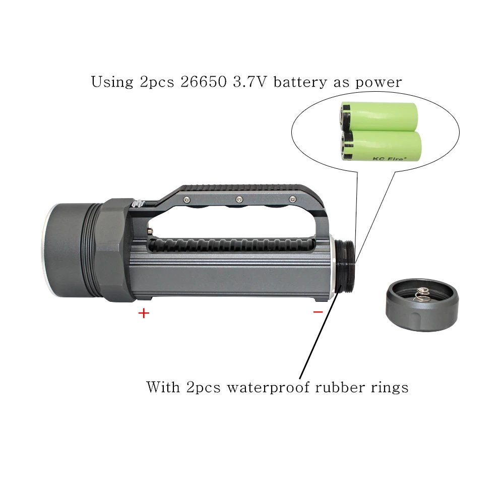 Diving Flashlight Waterproof Torch Light 4x  XM-L2 LED Rechargeable Underwater Lanterna + 26650 Battery + AC Charger