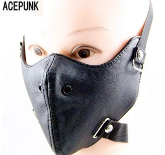 Punk Schwarz PU Leder baumwolle winter Masken Neue Coole Männer Mode Motorrad Rock Gesicht Maske Hip-hop Halloween party masken