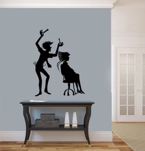 Creative Salon Vinyl Wall Decal Beauty Design Hair Stylist Hairdresser Mural Art Wall Sticker Hair Shop Salon Window Glass Decor