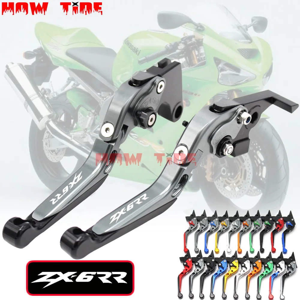 CNC Adjustable Folding Motorcycle Brake Clutch Levers For Kawasaki ZX6RR ZX6 RR 2000 2001 2002 2003 2004