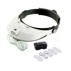 1.0X-3.5X Illuminated Helmet Head Magnifier Headband Loupes with LED Lamp MG81001-G