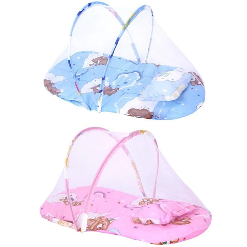 Portable Baby Infants Bedding Crib Netting Mosquito Net Newborn Crib Cushion Mat Baby Sleeping Mattress with Pillow for 0-1Years