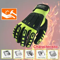 NMSafety High Quality Gloves Shock Absorbing Mechanics Impact and Cut Resistant Anti Vibration Safety Work Glove