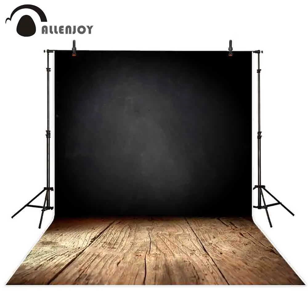 Allenjoy ฉากหลัง Wall เอกสารผนังสีดำสีน้ำตาลไม้ชั้นฮาโลวีนฉลองการถ่ายภาพพื้นหลังสำหรับ Photo Studio
