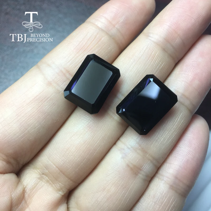 

Natural oct12*16mm black spinel 35.2ct two pieces in one lot natural gemstone for diy silver jewelry