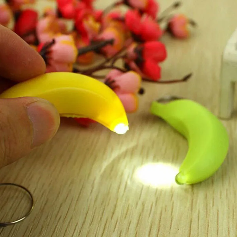 500pcs Banana Shaped Mini Plastic Housing LED Flashlight Lamp Pendant Key Ring Party Decoration Christmas Gift For Kids ZA5244