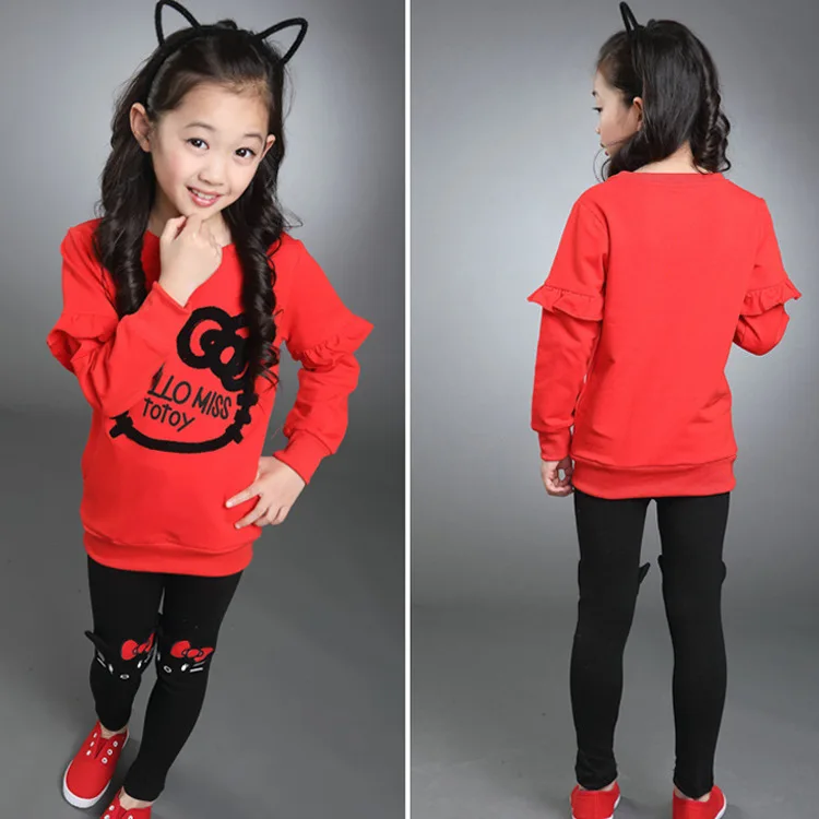 

Spring Autumn Child Tracksuit Cartoon Full Sleeve Sweatshirt + Pants Girls Clothing Sets Kids 2 Pieces Girl Trousers Sport Suit