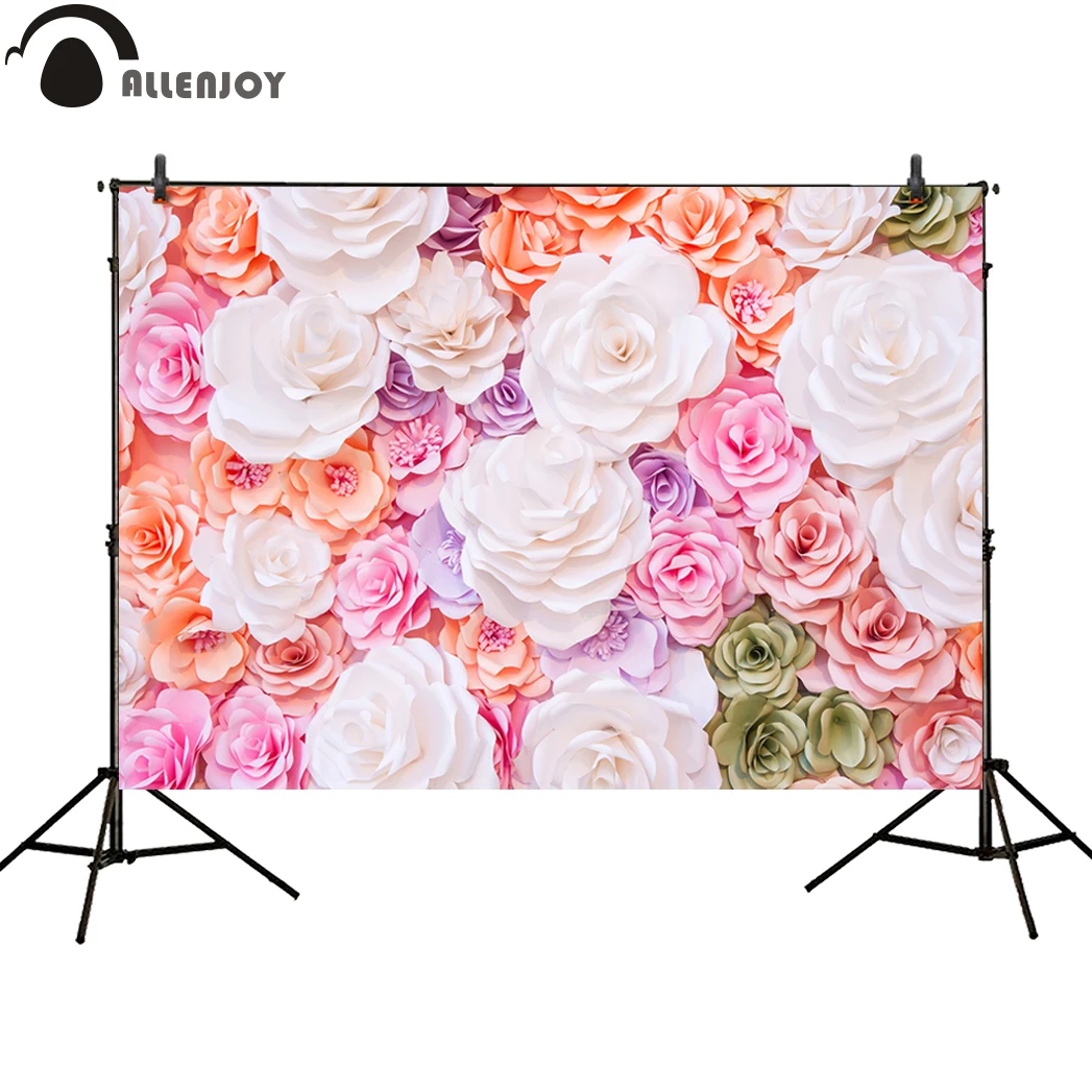 Allenjoy photo background colorful flower wedding banner Three-dimensional backdrop professional photocall photobooth studio