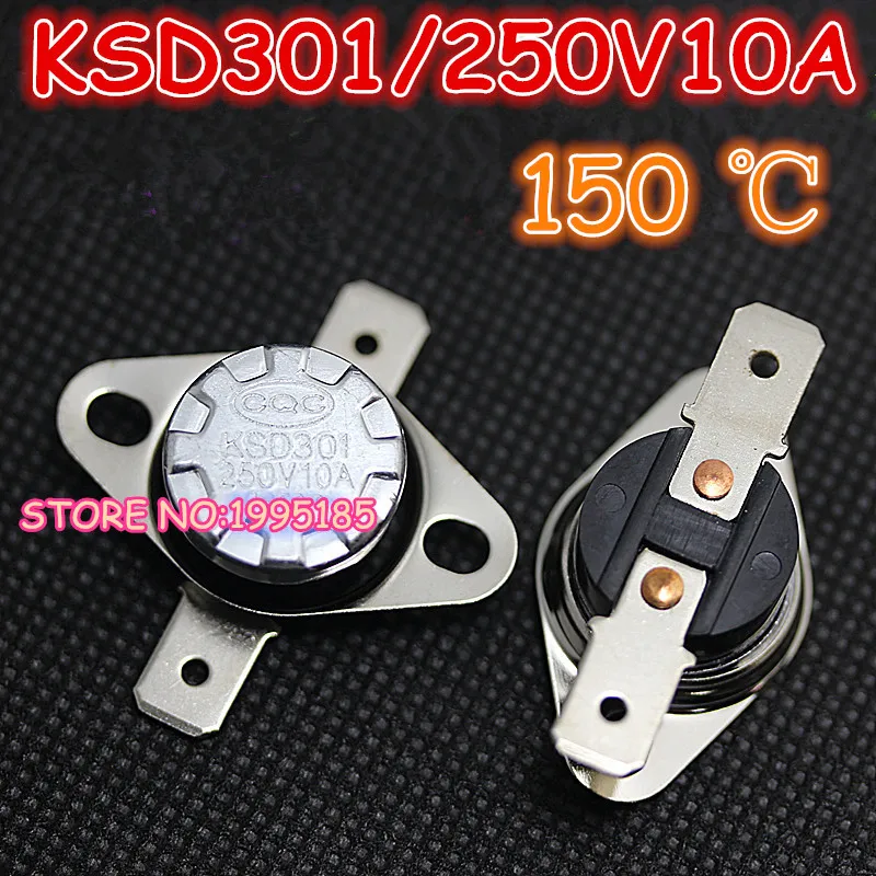 10Pcs/Lot KSD301 150 Degrees Celsius 150 C Normal Close NC Temperature Controlled Switch Thermostat 250V 10A