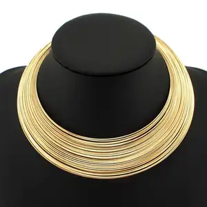 MANILAI-COLLAR MULLAYER METAL TORQUES Tuyên bố cho phụ nữ, dây chuyền cổ áo, vòng cổ maxi, trang sức Ấn Độ, thời trang 10 Mặt dây chuyền bán hàng của Ấn Độ - №6