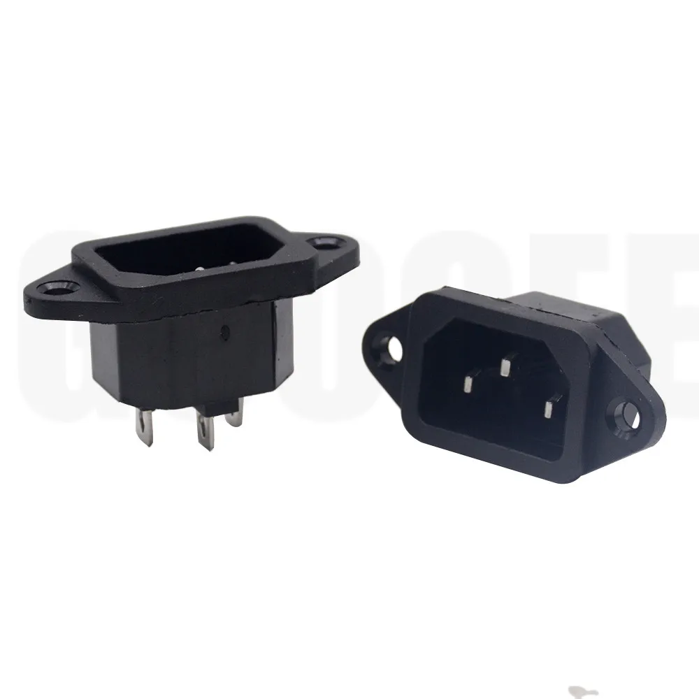 AC 250V 10A 3PCS 3P IEC320 C14 Male Plug Panel Power Inlet Sockets Connectors