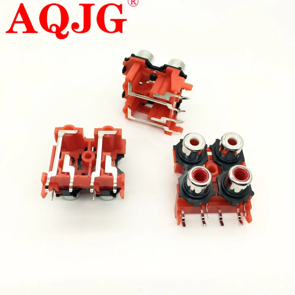 RCA Core Socket 4 Hole STB TV Plug AV JACK RCA Socket Input Audio And Video Socket AV4-8.4-13 1PCS